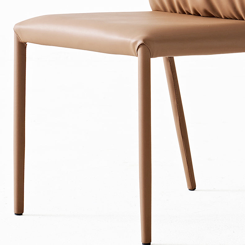 Contemporary Style Leather Dining Side Chairs Solid Back Armless Chairs (Set of 2) Clearhalo ' kitchen&dining_furn' 'Dining Chairs' 'Dining Tables & Seating' 'dining_chair' 'furn' 'furn_dining_chair' 'Furniture' 'furniture_dining_chair' 'Kitchen & Dining Furniture' 'kitchen' 4237592