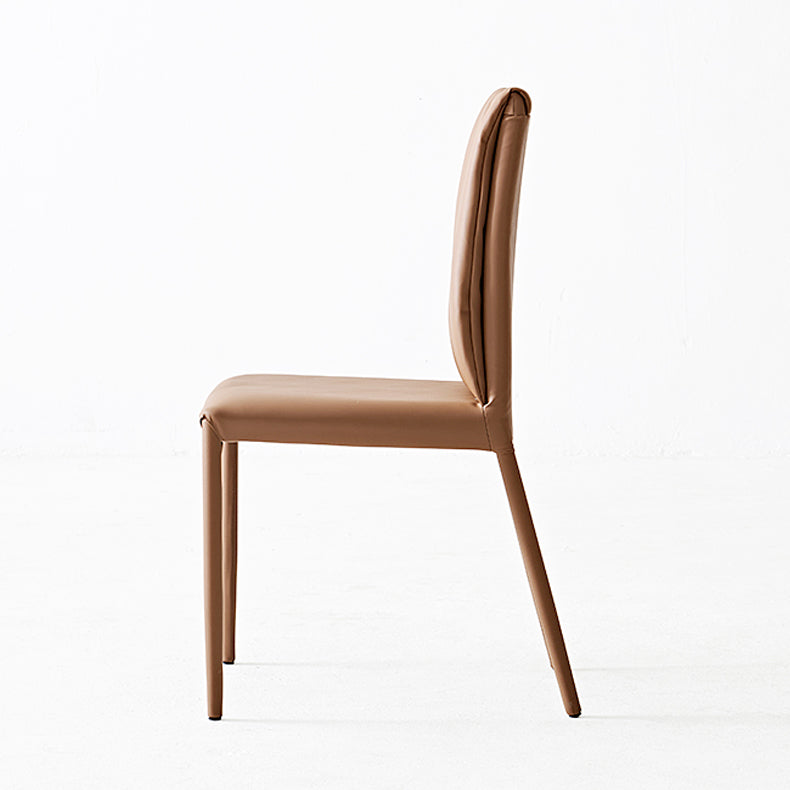 Contemporary Style Leather Dining Side Chairs Solid Back Armless Chairs (Set of 2) Clearhalo ' kitchen&dining_furn' 'Dining Chairs' 'Dining Tables & Seating' 'dining_chair' 'furn' 'furn_dining_chair' 'Furniture' 'furniture_dining_chair' 'Kitchen & Dining Furniture' 'kitchen' 4237593