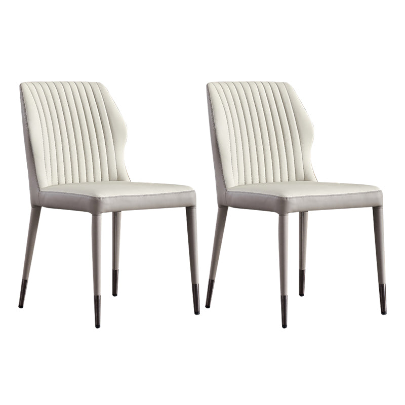 Modern Style Armless Side Chairs Solid Back Leather Dining Chairs for Kitchen (Set of 2) Beige Clearhalo ' kitchen&dining_furn' 'Dining Chairs' 'Dining Tables & Seating' 'dining_chair' 'furn' 'furn_dining_chair' 'Furniture' 'furniture_dining_chair' 'Kitchen & Dining Furniture' 'kitchen' 4237596