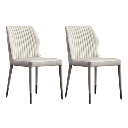 Modern Style Armless Side Chairs Solid Back Leather Dining Chairs for Kitchen (Set of 2) Beige Clearhalo ' kitchen&dining_furn' 'Dining Chairs' 'Dining Tables & Seating' 'dining_chair' 'furn' 'furn_dining_chair' 'Furniture' 'furniture_dining_chair' 'Kitchen & Dining Furniture' 'kitchen' 4237596
