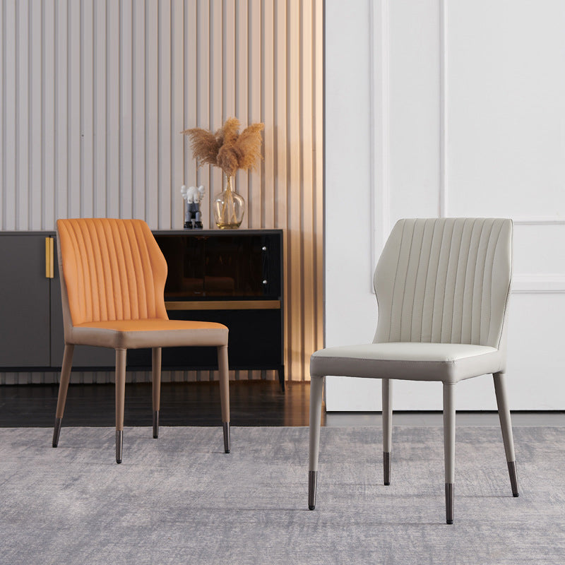 Modern Style Armless Side Chairs Solid Back Leather Dining Chairs for Kitchen (Set of 2) Clearhalo ' kitchen&dining_furn' 'Dining Chairs' 'Dining Tables & Seating' 'dining_chair' 'furn' 'furn_dining_chair' 'Furniture' 'furniture_dining_chair' 'Kitchen & Dining Furniture' 'kitchen' 4237598