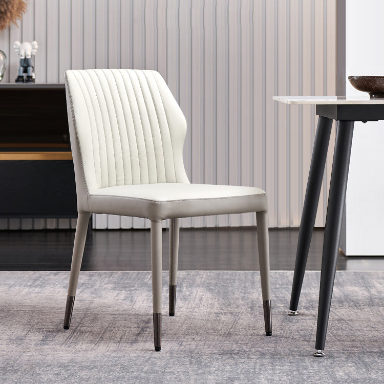 Modern Style Armless Side Chairs Solid Back Leather Dining Chairs for Kitchen (Set of 2) Clearhalo ' kitchen&dining_furn' 'Dining Chairs' 'Dining Tables & Seating' 'dining_chair' 'furn' 'furn_dining_chair' 'Furniture' 'furniture_dining_chair' 'Kitchen & Dining Furniture' 'kitchen' 4237605
