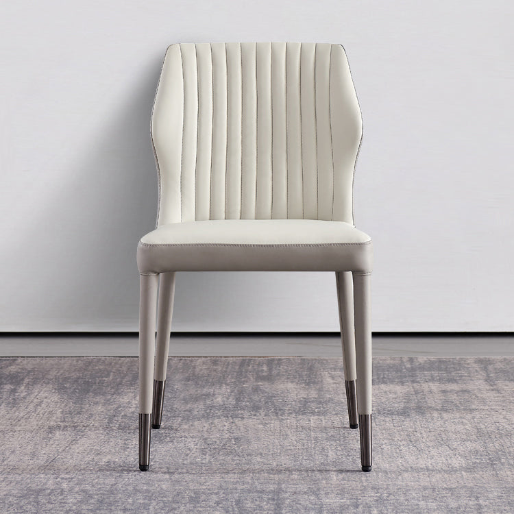 Modern Style Armless Side Chairs Solid Back Leather Dining Chairs for Kitchen (Set of 2) Clearhalo ' kitchen&dining_furn' 'Dining Chairs' 'Dining Tables & Seating' 'dining_chair' 'furn' 'furn_dining_chair' 'Furniture' 'furniture_dining_chair' 'Kitchen & Dining Furniture' 'kitchen' 4237606