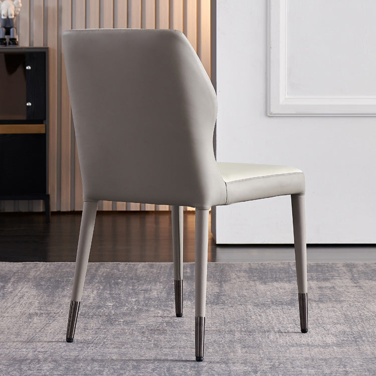 Modern Style Armless Side Chairs Solid Back Leather Dining Chairs for Kitchen (Set of 2) Clearhalo ' kitchen&dining_furn' 'Dining Chairs' 'Dining Tables & Seating' 'dining_chair' 'furn' 'furn_dining_chair' 'Furniture' 'furniture_dining_chair' 'Kitchen & Dining Furniture' 'kitchen' 4237608