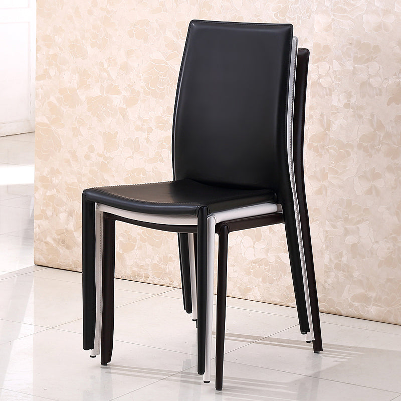 Minimalist Style Stacking Dining Chairs Solid Back Leather Chairs for Home (Set of 2) Clearhalo ' kitchen&dining_furn' 'Dining Chairs' 'Dining Tables & Seating' 'dining_chair' 'furn' 'furn_dining_chair' 'Furniture' 'furniture_dining_chair' 'Kitchen & Dining Furniture' 'kitchen' 4237611