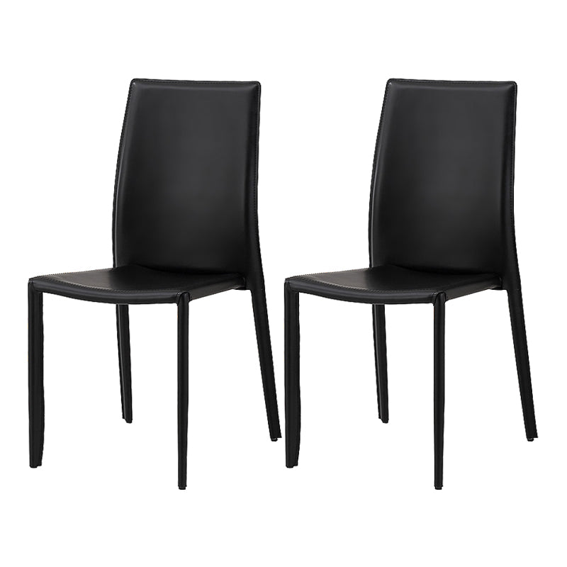 Minimalist Style Stacking Dining Chairs Solid Back Leather Chairs for Home (Set of 2) Black Clearhalo ' kitchen&dining_furn' 'Dining Chairs' 'Dining Tables & Seating' 'dining_chair' 'furn' 'furn_dining_chair' 'Furniture' 'furniture_dining_chair' 'Kitchen & Dining Furniture' 'kitchen' 4237612