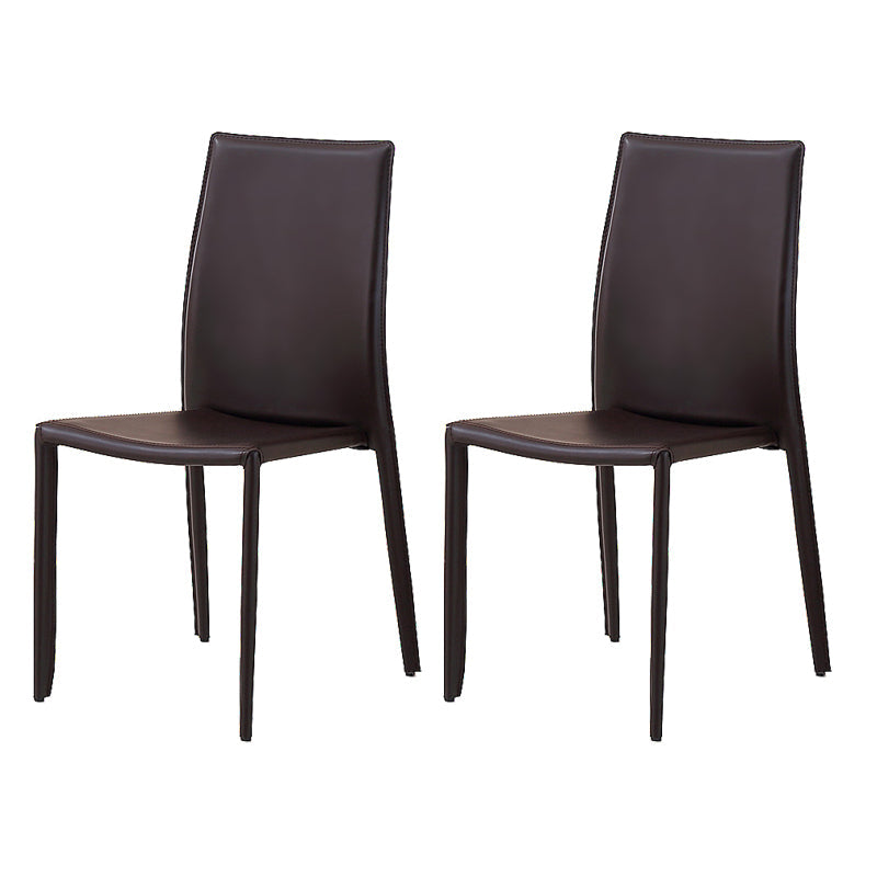 Minimalist Style Stacking Dining Chairs Solid Back Leather Chairs for Home (Set of 2) Coffee Clearhalo ' kitchen&dining_furn' 'Dining Chairs' 'Dining Tables & Seating' 'dining_chair' 'furn' 'furn_dining_chair' 'Furniture' 'furniture_dining_chair' 'Kitchen & Dining Furniture' 'kitchen' 4237613