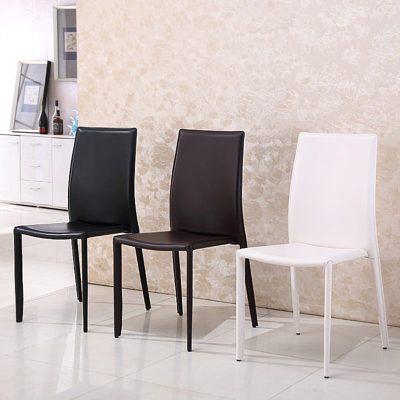 Minimalist Style Stacking Dining Chairs Solid Back Leather Chairs for Home (Set of 2) Clearhalo ' kitchen&dining_furn' 'Dining Chairs' 'Dining Tables & Seating' 'dining_chair' 'furn' 'furn_dining_chair' 'Furniture' 'furniture_dining_chair' 'Kitchen & Dining Furniture' 'kitchen' 4237614