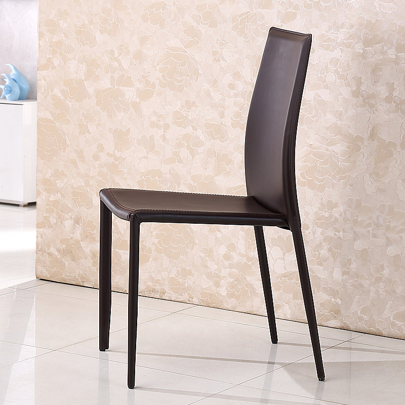 Minimalist Style Stacking Dining Chairs Solid Back Leather Chairs for Home (Set of 2) Clearhalo ' kitchen&dining_furn' 'Dining Chairs' 'Dining Tables & Seating' 'dining_chair' 'furn' 'furn_dining_chair' 'Furniture' 'furniture_dining_chair' 'Kitchen & Dining Furniture' 'kitchen' 4237616