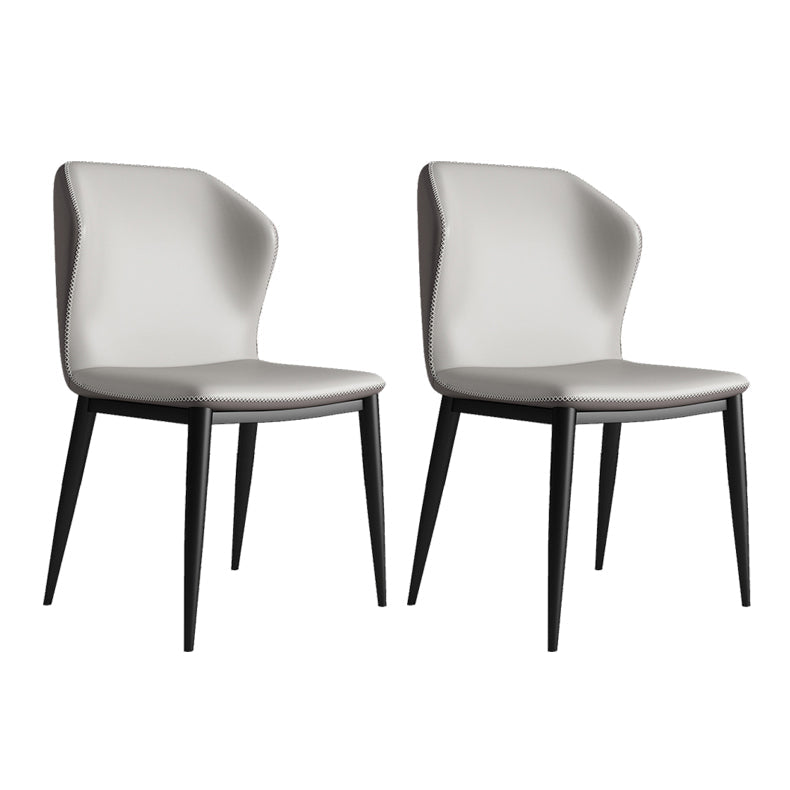 Industrial Metal Dining Chairs Armless Wingback Side Chair for Restaurant Use (Set of 2) Light Gray Clearhalo ' kitchen&dining_furn' 'Dining Chairs' 'Dining Tables & Seating' 'dining_chair' 'furn' 'furn_dining_chair' 'Furniture' 'furniture_dining_chair' 'Kitchen & Dining Furniture' 'kitchen' 4237625