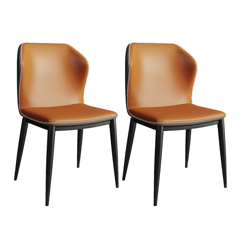 Industrial Metal Dining Chairs Armless Wingback Side Chair for Restaurant Use (Set of 2) Orange Clearhalo ' kitchen&dining_furn' 'Dining Chairs' 'Dining Tables & Seating' 'dining_chair' 'furn' 'furn_dining_chair' 'Furniture' 'furniture_dining_chair' 'Kitchen & Dining Furniture' 'kitchen' 4237628