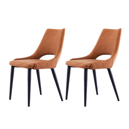 Industrial Metal Dining Room Chairs Armless Leather Dining Chairs for Restaurant Use Light Brown 2 Piece Set Clearhalo ' kitchen&dining_furn' 'Dining Chairs' 'Dining Tables & Seating' 'dining_chair' 'furn' 'furn_dining_chair' 'Furniture' 'furniture_dining_chair' 'Kitchen & Dining Furniture' 'kitchen' 4237639