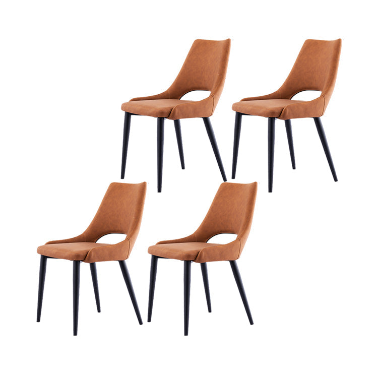 Industrial Metal Dining Room Chairs Armless Leather Dining Chairs for Restaurant Use Light Brown 4 Piece Set Clearhalo ' kitchen&dining_furn' 'Dining Chairs' 'Dining Tables & Seating' 'dining_chair' 'furn' 'furn_dining_chair' 'Furniture' 'furniture_dining_chair' 'Kitchen & Dining Furniture' 'kitchen' 4237641