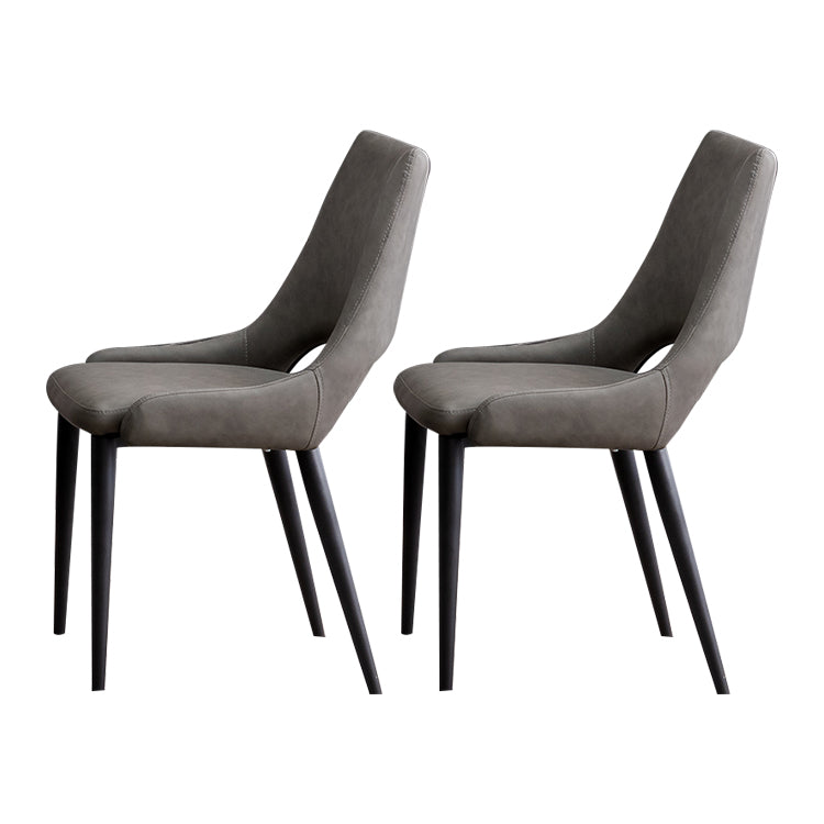 Industrial Metal Dining Room Chairs Armless Leather Dining Chairs for Restaurant Use Dark Gray 2 Piece Set Clearhalo ' kitchen&dining_furn' 'Dining Chairs' 'Dining Tables & Seating' 'dining_chair' 'furn' 'furn_dining_chair' 'Furniture' 'furniture_dining_chair' 'Kitchen & Dining Furniture' 'kitchen' 4237645