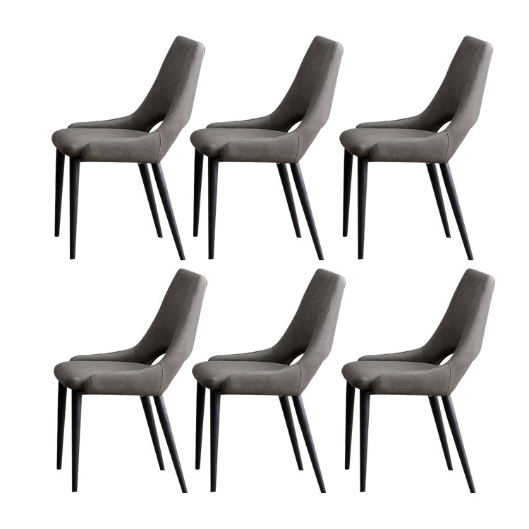 Industrial Metal Dining Room Chairs Armless Leather Dining Chairs for Restaurant Use Dark Gray 6 Piece Set Clearhalo ' kitchen&dining_furn' 'Dining Chairs' 'Dining Tables & Seating' 'dining_chair' 'furn' 'furn_dining_chair' 'Furniture' 'furniture_dining_chair' 'Kitchen & Dining Furniture' 'kitchen' 4237648