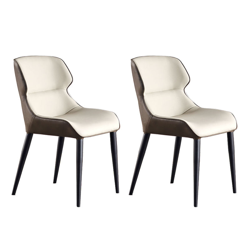 Indoor Contemporary Arm Chair Wingback Metal Upholstered Dining Room Chair (Set of 2) Off-White Clearhalo ' kitchen&dining_furn' 'Dining Chairs' 'Dining Tables & Seating' 'dining_chair' 'furn' 'furn_dining_chair' 'Furniture' 'furniture_dining_chair' 'Kitchen & Dining Furniture' 'kitchen' 4237673