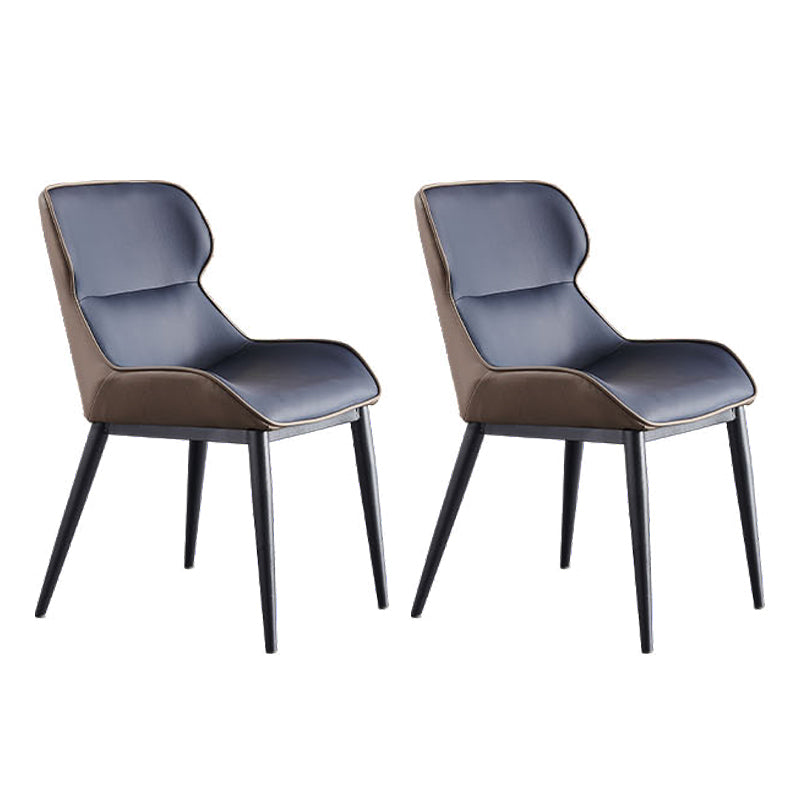 Indoor Contemporary Arm Chair Wingback Metal Upholstered Dining Room Chair (Set of 2) Blue Clearhalo ' kitchen&dining_furn' 'Dining Chairs' 'Dining Tables & Seating' 'dining_chair' 'furn' 'furn_dining_chair' 'Furniture' 'furniture_dining_chair' 'Kitchen & Dining Furniture' 'kitchen' 4237676