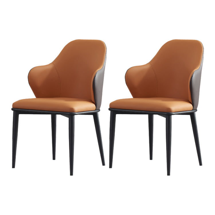 Industrial Metal Dining Room Chairs Arm Leather Dining Chairs (Set of 2) Orange Clearhalo ' kitchen&dining_furn' 'Dining Chairs' 'Dining Tables & Seating' 'dining_chair' 'furn' 'furn_dining_chair' 'Furniture' 'furniture_dining_chair' 'Kitchen & Dining Furniture' 'kitchen' 4237686