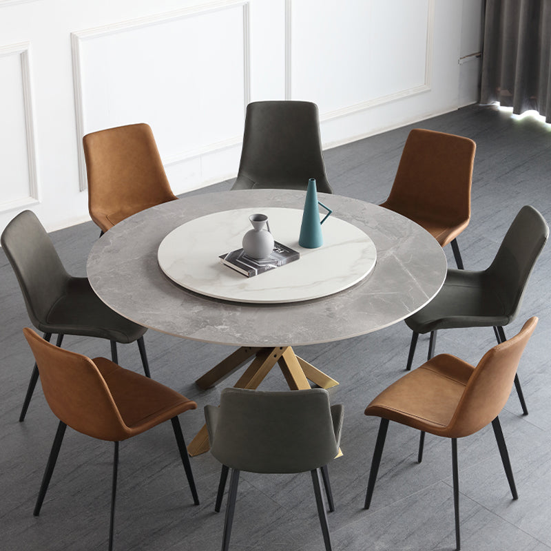 Contemporary Style Leather Dining Chairs Solid Back Chairs with 4 Black Legs (Set of 2) Clearhalo ' kitchen&dining_furn' 'Dining Chairs' 'Dining Tables & Seating' 'dining_chair' 'furn' 'furn_dining_chair' 'Furniture' 'furniture_dining_chair' 'Kitchen & Dining Furniture' 'kitchen' 4237716