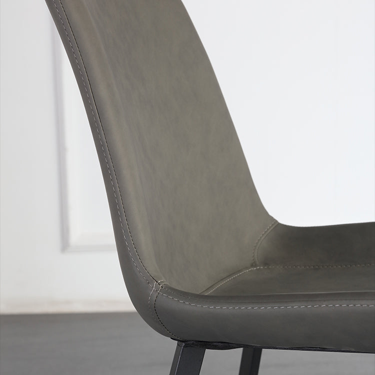 Contemporary Style Leather Dining Chairs Solid Back Chairs with 4 Black Legs (Set of 2) Clearhalo ' kitchen&dining_furn' 'Dining Chairs' 'Dining Tables & Seating' 'dining_chair' 'furn' 'furn_dining_chair' 'Furniture' 'furniture_dining_chair' 'Kitchen & Dining Furniture' 'kitchen' 4237718