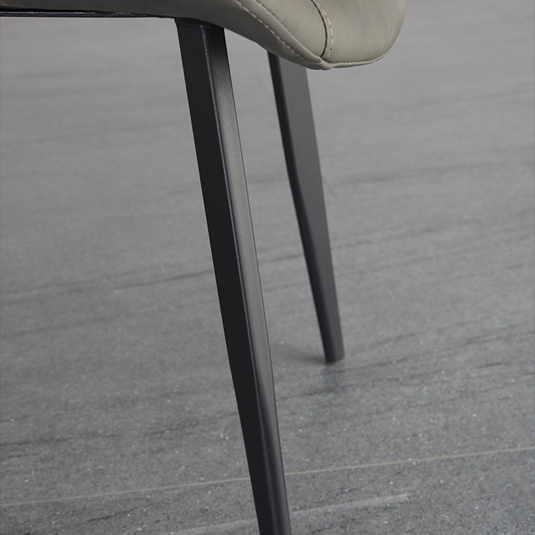 Contemporary Style Leather Dining Chairs Solid Back Chairs with 4 Black Legs (Set of 2) Clearhalo ' kitchen&dining_furn' 'Dining Chairs' 'Dining Tables & Seating' 'dining_chair' 'furn' 'furn_dining_chair' 'Furniture' 'furniture_dining_chair' 'Kitchen & Dining Furniture' 'kitchen' 4237720