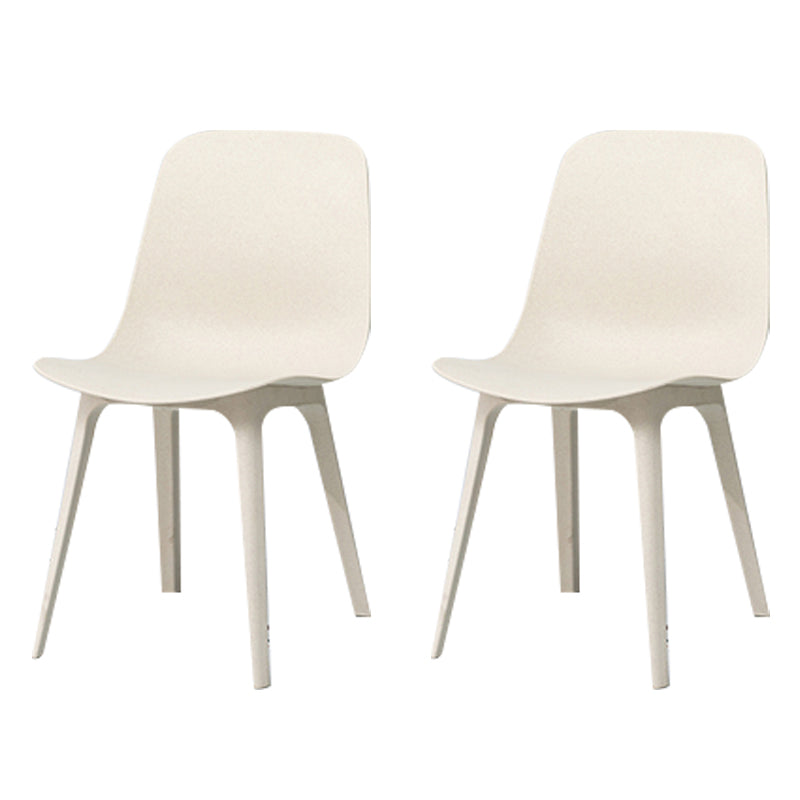 Contemporary Style Plastic Dining Armless Chair Solid Back Chair for Kitchen White 2 Piece Set Clearhalo ' kitchen&dining_furn' 'Dining Chairs' 'Dining Tables & Seating' 'dining_chair' 'furn' 'furn_dining_chair' 'Furniture' 'furniture_dining_chair' 'Kitchen & Dining Furniture' 'kitchen' 4237733