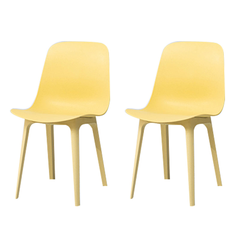 Contemporary Style Plastic Dining Armless Chair Solid Back Chair for Kitchen Yellow 2 Piece Set Clearhalo ' kitchen&dining_furn' 'Dining Chairs' 'Dining Tables & Seating' 'dining_chair' 'furn' 'furn_dining_chair' 'Furniture' 'furniture_dining_chair' 'Kitchen & Dining Furniture' 'kitchen' 4237738