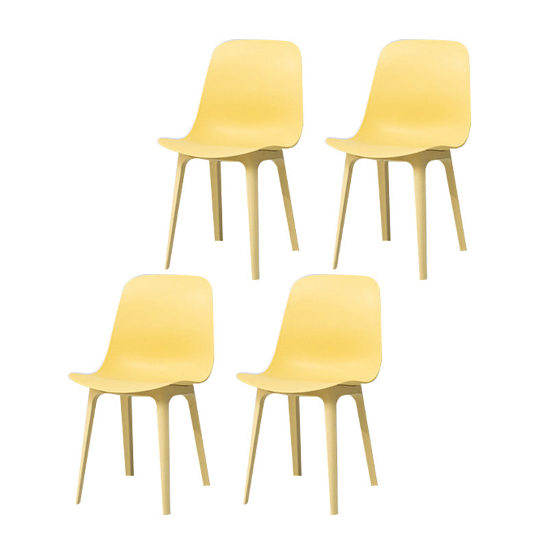 Contemporary Style Plastic Dining Armless Chair Solid Back Chair for Kitchen Yellow 4 Piece Set Clearhalo ' kitchen&dining_furn' 'Dining Chairs' 'Dining Tables & Seating' 'dining_chair' 'furn' 'furn_dining_chair' 'Furniture' 'furniture_dining_chair' 'Kitchen & Dining Furniture' 'kitchen' 4237740