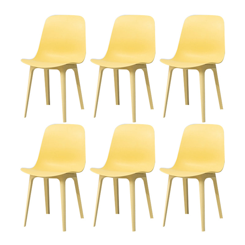 Contemporary Style Plastic Dining Armless Chair Solid Back Chair for Kitchen Yellow 6 Piece Set Clearhalo ' kitchen&dining_furn' 'Dining Chairs' 'Dining Tables & Seating' 'dining_chair' 'furn' 'furn_dining_chair' 'Furniture' 'furniture_dining_chair' 'Kitchen & Dining Furniture' 'kitchen' 4237742