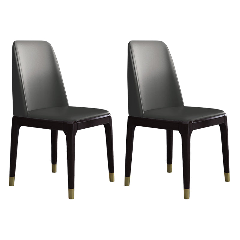 Home Armless Dining Chair Dining Side Chairs with Wood Legs (Set of 2) Dark Gray Clearhalo ' kitchen&dining_furn' 'Dining Chairs' 'Dining Tables & Seating' 'dining_chair' 'Furniture' 'furniture_dining_chair' 'Kitchen & Dining Furniture' 'kitchen' 4237748