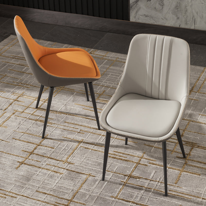 Contemporary Metal Armless Chair Leather Dining Chairs for Restaurant Use (Set of 2) Clearhalo ' kitchen&dining_furn' 'Dining Chairs' 'Dining Tables & Seating' 'dining_chair' 'furn' 'furn_dining_chair' 'Furniture' 'furniture_dining_chair' 'Kitchen & Dining Furniture' 'kitchen' 4237764