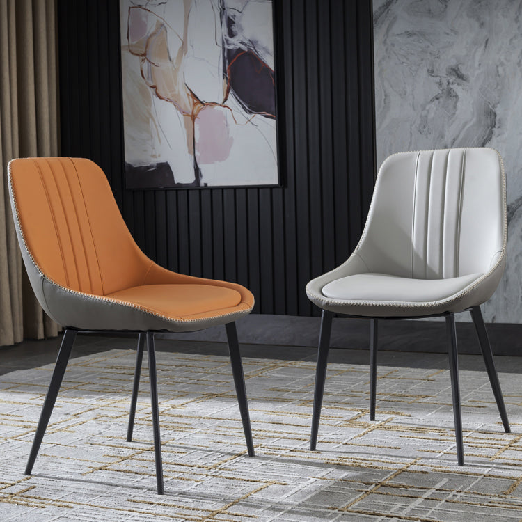 Contemporary Metal Armless Chair Leather Dining Chairs for Restaurant Use (Set of 2) Clearhalo ' kitchen&dining_furn' 'Dining Chairs' 'Dining Tables & Seating' 'dining_chair' 'furn' 'furn_dining_chair' 'Furniture' 'furniture_dining_chair' 'Kitchen & Dining Furniture' 'kitchen' 4237765