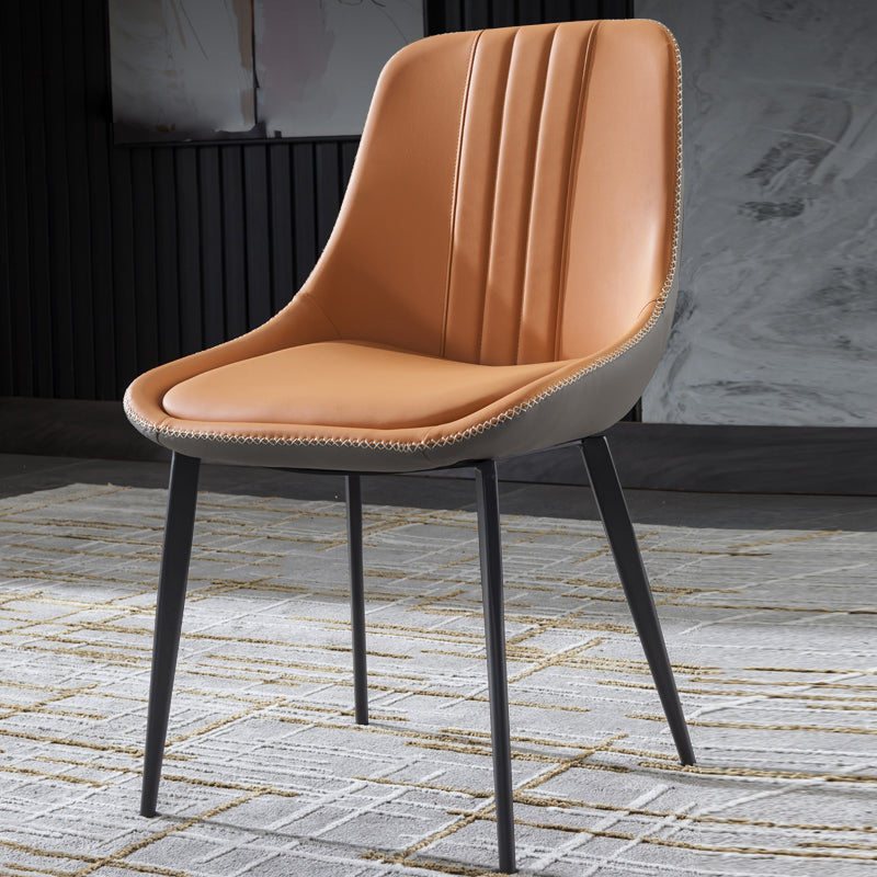 Contemporary Metal Armless Chair Leather Dining Chairs for Restaurant Use (Set of 2) Clearhalo ' kitchen&dining_furn' 'Dining Chairs' 'Dining Tables & Seating' 'dining_chair' 'furn' 'furn_dining_chair' 'Furniture' 'furniture_dining_chair' 'Kitchen & Dining Furniture' 'kitchen' 4237771