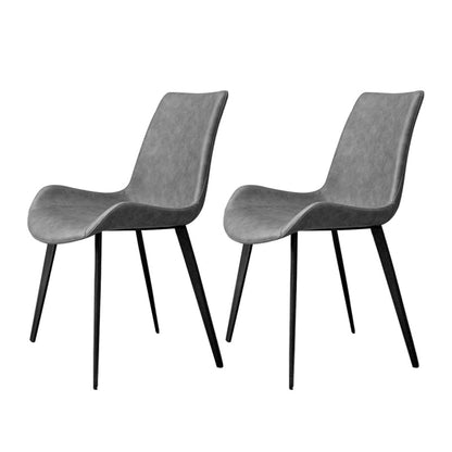 Contemporary Indoor Arm Chair Solid Back Metal Upholstered Dining Room Chair (Set of 2) Grey Clearhalo ' kitchen&dining_furn' 'Dining Chairs' 'Dining Tables & Seating' 'dining_chair' 'furn' 'furn_dining_chair' 'Furniture' 'furniture_dining_chair' 'Kitchen & Dining Furniture' 'kitchen' 4237775