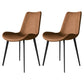 Contemporary Indoor Arm Chair Solid Back Metal Upholstered Dining Room Chair (Set of 2) Brown Clearhalo ' kitchen&dining_furn' 'Dining Chairs' 'Dining Tables & Seating' 'dining_chair' 'furn' 'furn_dining_chair' 'Furniture' 'furniture_dining_chair' 'Kitchen & Dining Furniture' 'kitchen' 4237776
