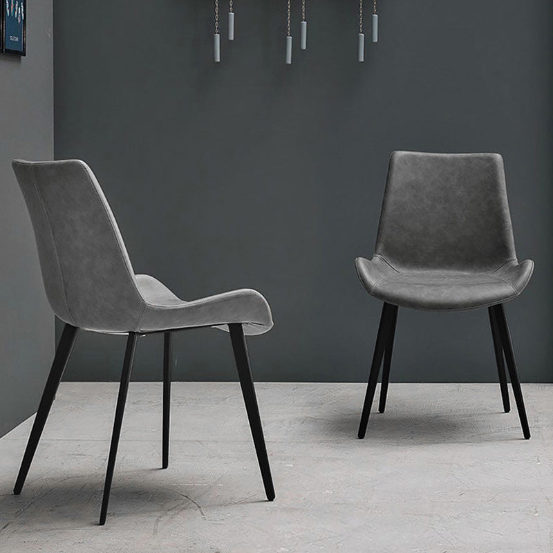 Contemporary Indoor Arm Chair Solid Back Metal Upholstered Dining Room Chair (Set of 2) Clearhalo ' kitchen&dining_furn' 'Dining Chairs' 'Dining Tables & Seating' 'dining_chair' 'furn' 'furn_dining_chair' 'Furniture' 'furniture_dining_chair' 'Kitchen & Dining Furniture' 'kitchen' 4237777