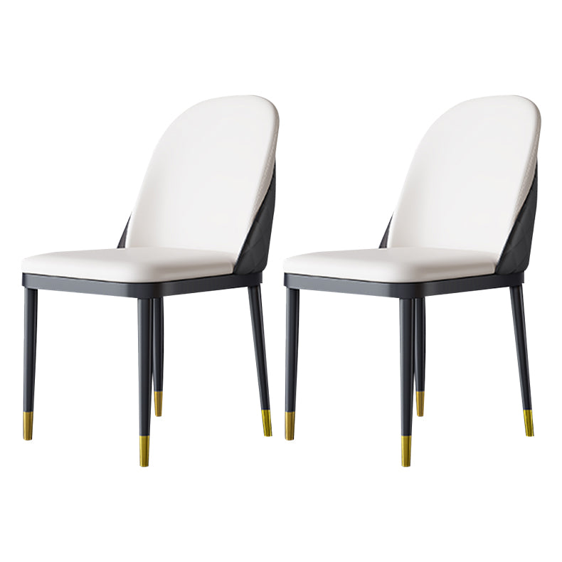 Glam Metal Dining Armless Chair Faux Leather Dining Chairs for Restaurant Use (Set of 2) White Clearhalo ' kitchen&dining_furn' 'Dining Chairs' 'Dining Tables & Seating' 'dining_chair' 'furn' 'furn_dining_chair' 'Furniture' 'furniture_dining_chair' 'Kitchen & Dining Furniture' 'kitchen' 4237820