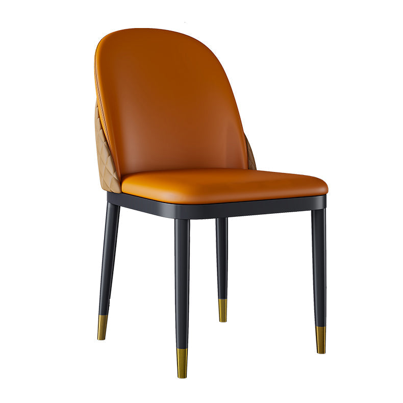 Glam Metal Dining Armless Chair Faux Leather Dining Chairs for Restaurant Use (Set of 2) Clearhalo ' kitchen&dining_furn' 'Dining Chairs' 'Dining Tables & Seating' 'dining_chair' 'furn' 'furn_dining_chair' 'Furniture' 'furniture_dining_chair' 'Kitchen & Dining Furniture' 'kitchen' 4237824