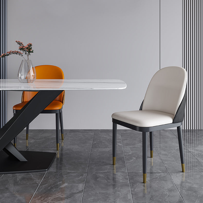 Glam Metal Dining Armless Chair Faux Leather Dining Chairs for Restaurant Use (Set of 2) Clearhalo ' kitchen&dining_furn' 'Dining Chairs' 'Dining Tables & Seating' 'dining_chair' 'furn' 'furn_dining_chair' 'Furniture' 'furniture_dining_chair' 'Kitchen & Dining Furniture' 'kitchen' 4237829