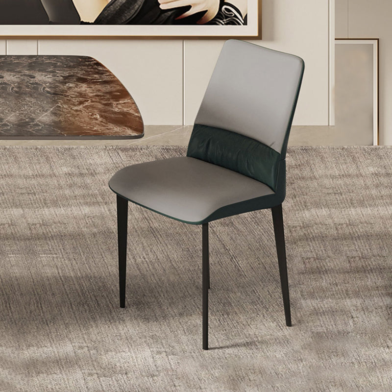 Industrial Metal Dining Room Chairs Armless Faux Leather Chair for Home Use (Set of 2) Clearhalo ' kitchen&dining_furn' 'Dining Chairs' 'Dining Tables & Seating' 'dining_chair' 'furn' 'furn_dining_chair' 'Furniture' 'furniture_dining_chair' 'Kitchen & Dining Furniture' 'kitchen' 4237831