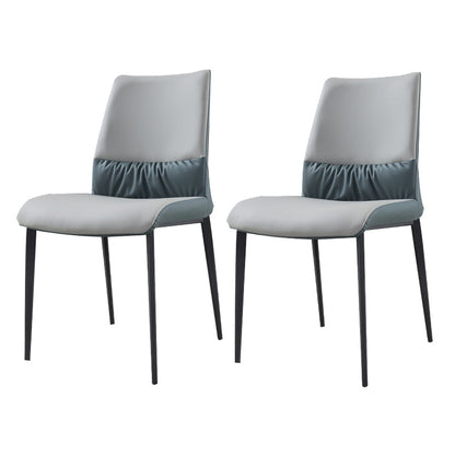 Industrial Metal Dining Room Chairs Armless Faux Leather Chair for Home Use (Set of 2) Grey Clearhalo ' kitchen&dining_furn' 'Dining Chairs' 'Dining Tables & Seating' 'dining_chair' 'furn' 'furn_dining_chair' 'Furniture' 'furniture_dining_chair' 'Kitchen & Dining Furniture' 'kitchen' 4237832