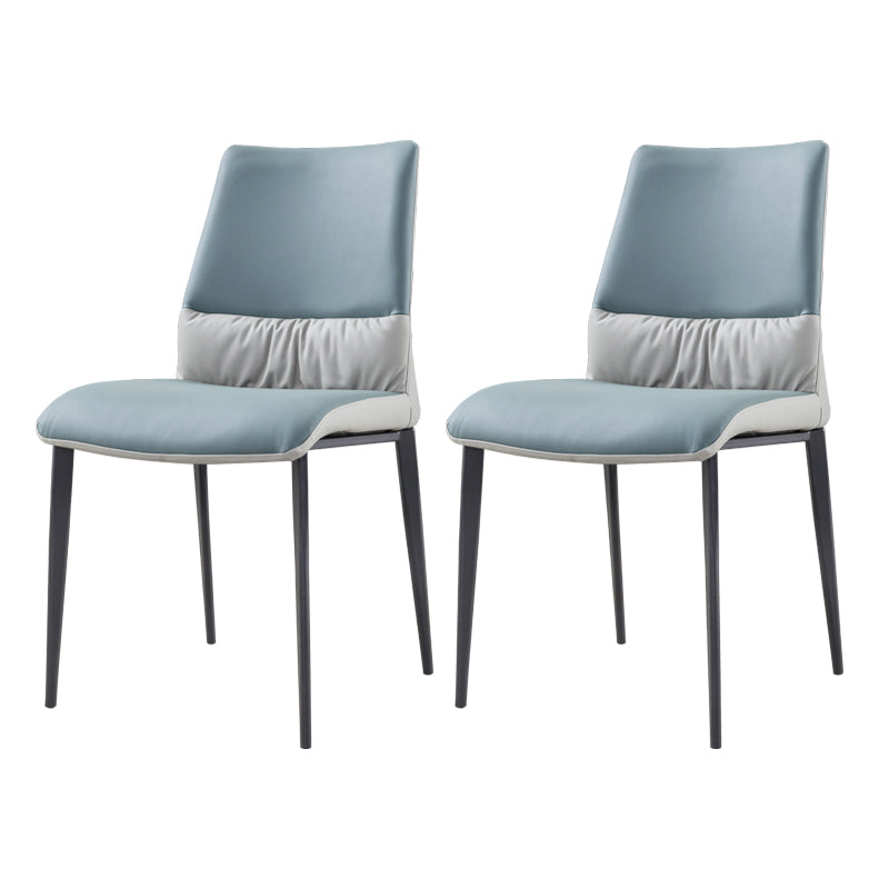 Industrial Metal Dining Room Chairs Armless Faux Leather Chair for Home Use (Set of 2) Aqua Clearhalo ' kitchen&dining_furn' 'Dining Chairs' 'Dining Tables & Seating' 'dining_chair' 'furn' 'furn_dining_chair' 'Furniture' 'furniture_dining_chair' 'Kitchen & Dining Furniture' 'kitchen' 4237833