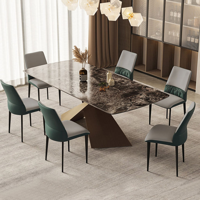 Industrial Metal Dining Room Chairs Armless Faux Leather Chair for Home Use (Set of 2) Clearhalo ' kitchen&dining_furn' 'Dining Chairs' 'Dining Tables & Seating' 'dining_chair' 'furn' 'furn_dining_chair' 'Furniture' 'furniture_dining_chair' 'Kitchen & Dining Furniture' 'kitchen' 4237834