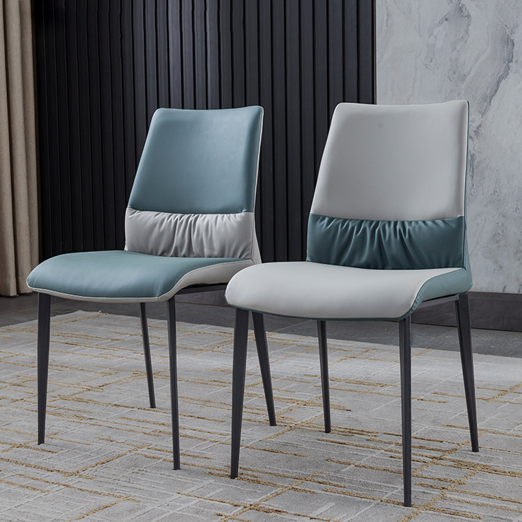 Industrial Metal Dining Room Chairs Armless Faux Leather Chair for Home Use (Set of 2) Clearhalo ' kitchen&dining_furn' 'Dining Chairs' 'Dining Tables & Seating' 'dining_chair' 'furn' 'furn_dining_chair' 'Furniture' 'furniture_dining_chair' 'Kitchen & Dining Furniture' 'kitchen' 4237836