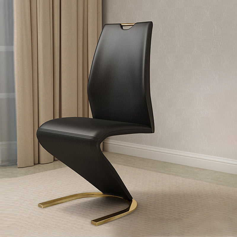 Designer Style Leather Home Side Chair Monochrome Solid Back Dining Chair (Set of 2) Clearhalo ' kitchen&dining_furn' 'Dining Chairs' 'Dining Tables & Seating' 'dining_chair' 'furn' 'furn_dining_chair' 'Furniture' 'furniture_dining_chair' 'Kitchen & Dining Furniture' 'kitchen' 4237844