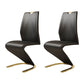 Designer Style Leather Home Side Chair Monochrome Solid Back Dining Chair (Set of 2) Black Brass Gold Clearhalo ' kitchen&dining_furn' 'Dining Chairs' 'Dining Tables & Seating' 'dining_chair' 'furn' 'furn_dining_chair' 'Furniture' 'furniture_dining_chair' 'Kitchen & Dining Furniture' 'kitchen' 4237845