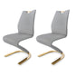Designer Style Leather Home Side Chair Monochrome Solid Back Dining Chair (Set of 2) Grey Brass Gold Clearhalo ' kitchen&dining_furn' 'Dining Chairs' 'Dining Tables & Seating' 'dining_chair' 'furn' 'furn_dining_chair' 'Furniture' 'furniture_dining_chair' 'Kitchen & Dining Furniture' 'kitchen' 4237847