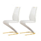 Designer Style Leather Home Side Chair Monochrome Solid Back Dining Chair (Set of 2) White Brass Gold Clearhalo ' kitchen&dining_furn' 'Dining Chairs' 'Dining Tables & Seating' 'dining_chair' 'furn' 'furn_dining_chair' 'Furniture' 'furniture_dining_chair' 'Kitchen & Dining Furniture' 'kitchen' 4237848