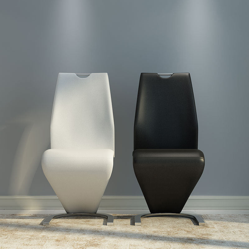 Designer Style Leather Home Side Chair Monochrome Solid Back Dining Chair (Set of 2) Clearhalo ' kitchen&dining_furn' 'Dining Chairs' 'Dining Tables & Seating' 'dining_chair' 'furn' 'furn_dining_chair' 'Furniture' 'furniture_dining_chair' 'Kitchen & Dining Furniture' 'kitchen' 4237850