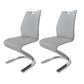 Designer Style Leather Home Side Chair Monochrome Solid Back Dining Chair (Set of 2) Grey Silver Clearhalo ' kitchen&dining_furn' 'Dining Chairs' 'Dining Tables & Seating' 'dining_chair' 'furn' 'furn_dining_chair' 'Furniture' 'furniture_dining_chair' 'Kitchen & Dining Furniture' 'kitchen' 4237852